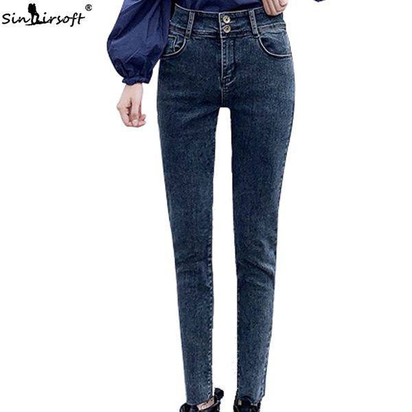 

new autumn casual jeans trousers slim feet pencil pants korean cotton brand micro-elastic skinny jeans 30 31 32, Blue