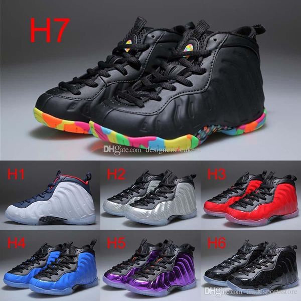 

2018 new kids penny hardaway fruity pebbles basketball shoes youth sports trainers shoes boys girls foam one sneakers 28-35, Black