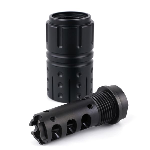 

9mm muzzle brake 1/2x28rh device tactical 9mm compensator 13/16x16 outer sleeve with nut