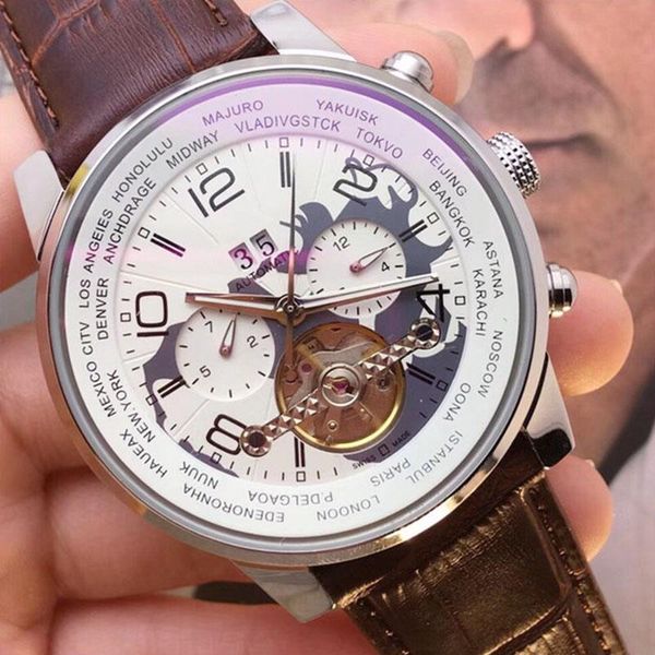

a2813 new automatic movement wristwatch men designer sports watch mechanical stainless steel mens self-wind watches, Slivery;brown