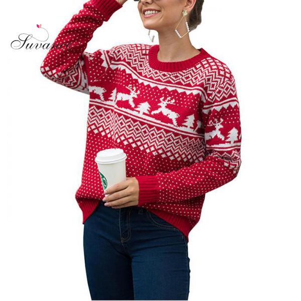 

winter christmas patchwork o neck 4 color sweater casual knitted size s-xl women loose pullover jl-mmy7028, White;black