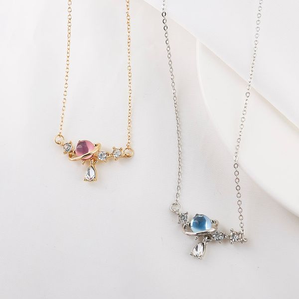 

new fashion shining planet drops pendant charm exquisite beautiful personality romantic planet necklace women jewelry, Silver