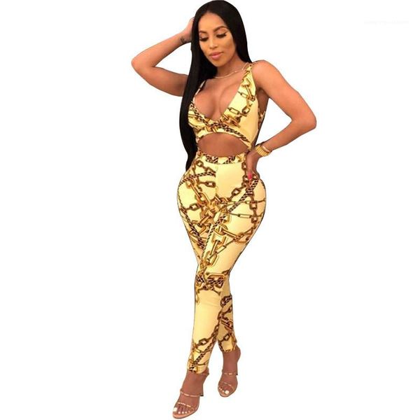 

мода тонкий глубокий v шеи спинки сексуальная комбинезон женщины комбинезоны rompers дизайнер роскошные золотые цепочка, Black;white