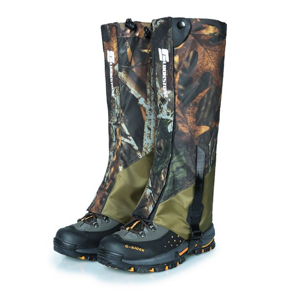 

outdoor camouflage hiking legwarmers winter skiing legwarmers boots set leg protect water proof warm camping trekking gaiters, Black