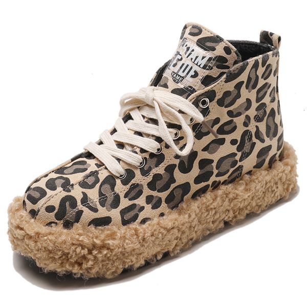 

woman winter boots 2019 plush keep warm platform thick female shoes leopard fashion lace up padded boots women's ankle, Black