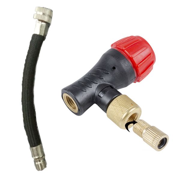 

1 set bicycle co2 pump adapter mtb road bike mini portable air inflator tire dual schrader & presta for 16 co2 cartridge