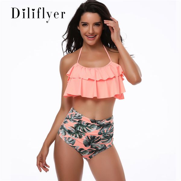 

Women's swimwear fashion summer new bikini European and American sexy high waist split swimsuit hot swimwear wholesale Size S-XL