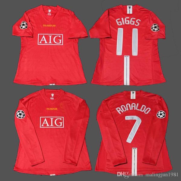 

07 08 ol kjaer ronaldo gigg rooney chole nani man vintage league 2007 2008 j park retro occer jer ey maillot utd football hirt