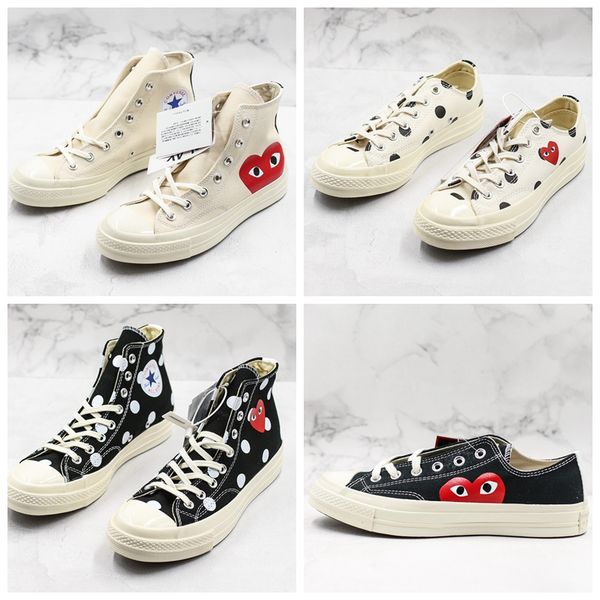

2019 new chuck shoes 1970s classic canvas casual play jointly big eyes high black white dot heart women mens designer sneakers, White;red