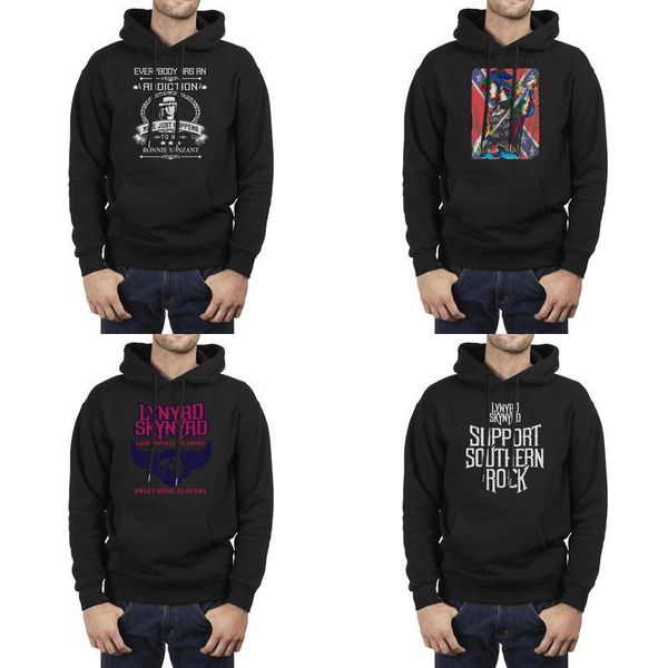 

men design printing lynyrd skynyrd ronnie van zant black pullover hoodies superhero thick hoodie sweet home alabama skynyrd support rock
