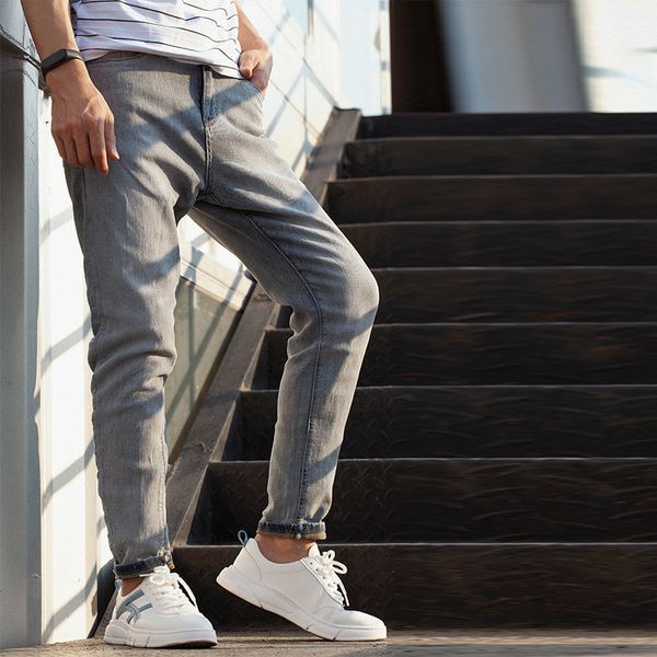 

mens designerfashion brand smoked gray jeans high quality, Blue