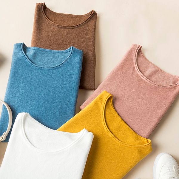 

2019 spring autumn new ladies square collar sweater long sleeves warm kintted sweater solid color women bottoming shirt black, White;black