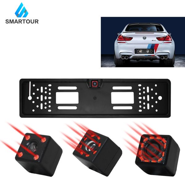 

smartour auto parktronic eu car license plate frame hd night vision car rear view camera reverse rear camera with 12 led light
