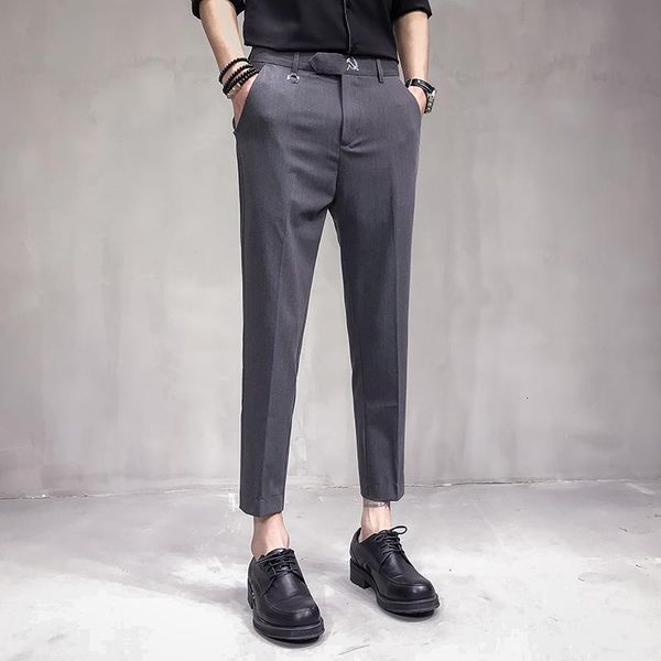 

terno masculino 2019 man pants formal erkek pantalon homme grey mens dress suit pants business trousers men suits elegante, White;black