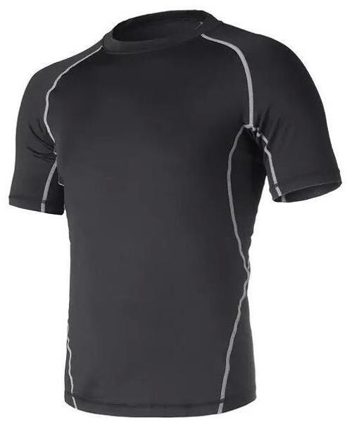 

2019 men's tight clothes running short-sleeved quick-drying t-shirt 327, Black;blue