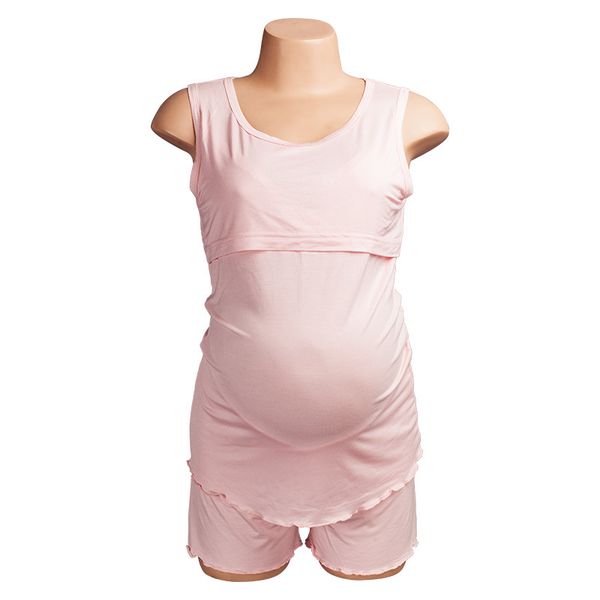 

vest+shorts 2pcs/set nursing pajamas set cotton maternity sleep clothes pregnant woman nursing underwear pregnancy clothes, White