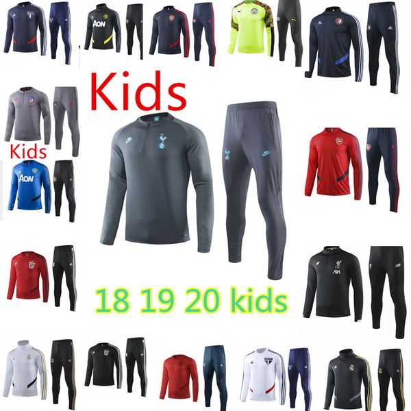 

18 19 20 sao paulo real madrid ronaldo rome ajax marseille children's football training sportswear 2019 2020 clothes jogging barcelona, Black