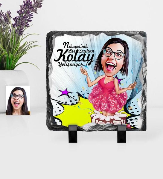 

personalized women 's birthday caricature of decorative natural stone-1