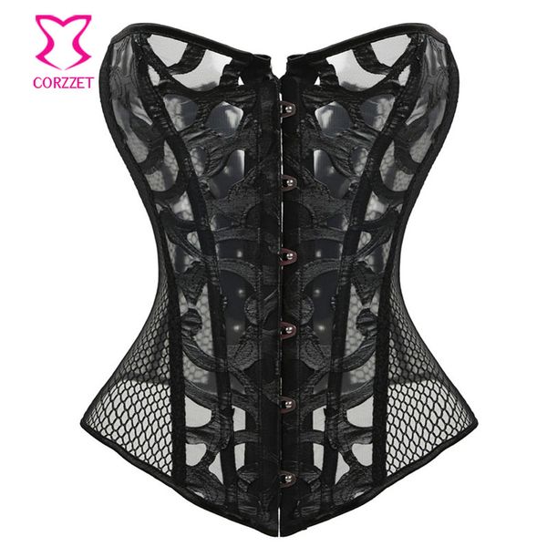 

steampunk corsts gothic black leather mensh plus size corset korset female erotic gothique bustier clothes plus size, Black;white