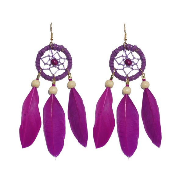 

настраиваемый чешский природа перо ловец снов серьги для женщин деревянные бусины элегантный этнический заявление серьги поставки производит, Silver