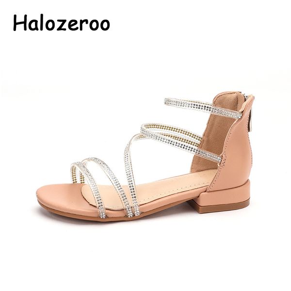 

2020 summer kids rhinestone gladiator sandals children black princess sandals baby girls fashion brand sweet dress shoes, Black;red