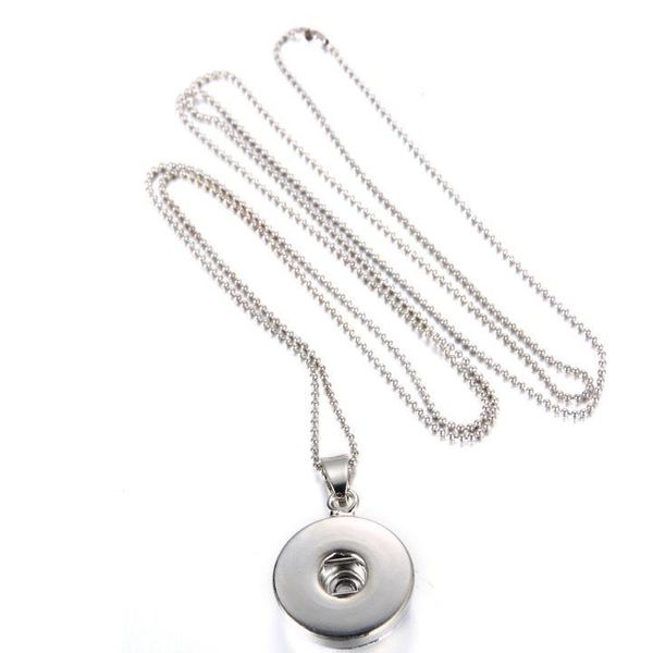 

20pcs/lot diy alloy snap pendant chain necklace jewelry finding accessories fit locket necklaces chains for women alloy buttons, Silver