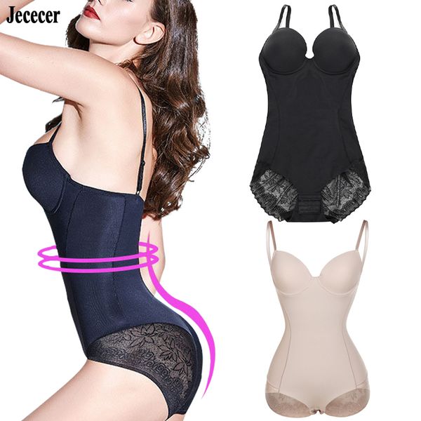 

jececer lingerie slim shapewear women smooth soft bodysuit tummy shaper underwear lingerie solid color black nude, Black;white