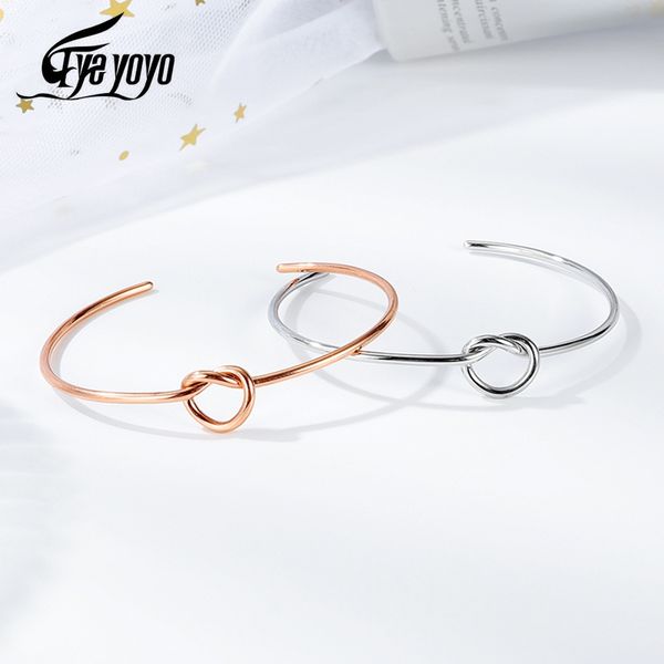 

eyeyoyo trendy heart round circular open knot bracelets for women elegant two colors jewelry noeud armband pulseiras, Black
