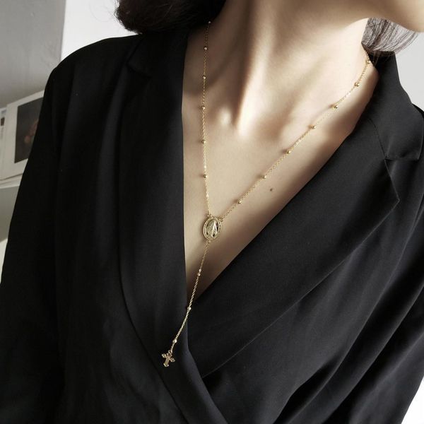 

925 silver retro fashion move cross necklace collarbone chain pendant necklace