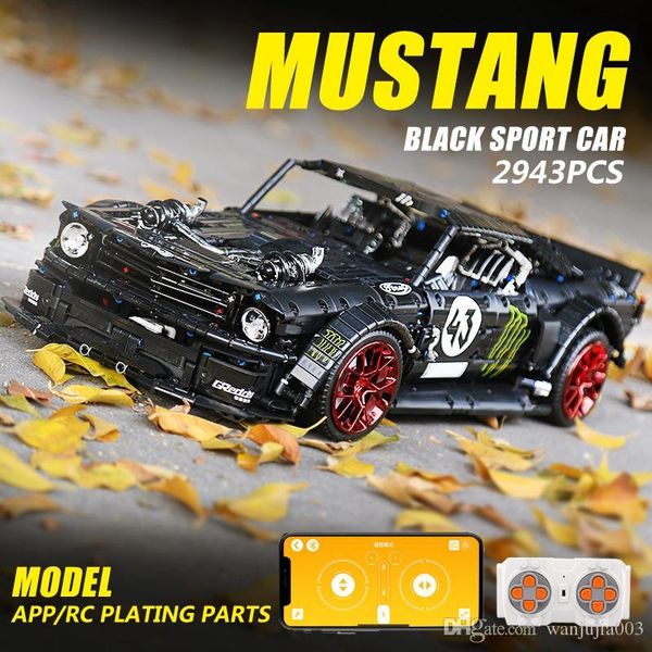 

dhl 1965 ford mustang hoonicorn racing car technic moc-2297020102 строительный блок кирпичи детские игрушки рождественские подарки