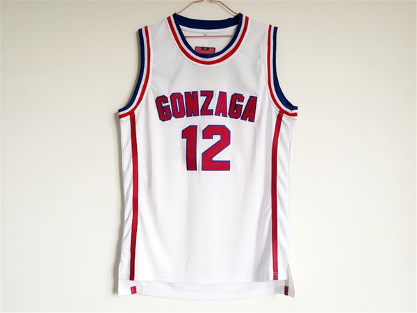 

гонзага бульдоги # 12 джон стоктон колледж баскетбол джерси - белый, Black