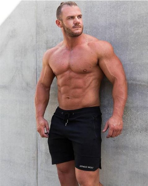 

plus size shorts hommes mens sports shorts fitness wolf letters elastic waist gym skinny shorts