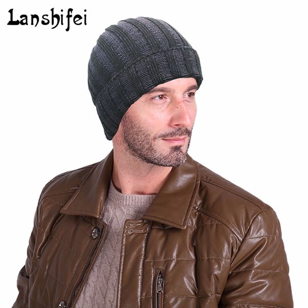 

men knitting hat striped winter snow hat for man skullies beanies warm beanie headgear drop shipping