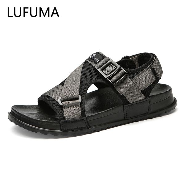 

men sandals gladiators casual roman shoes outside breathable mens sandals summer comfortable light sandalias hombre plus size 48, Black