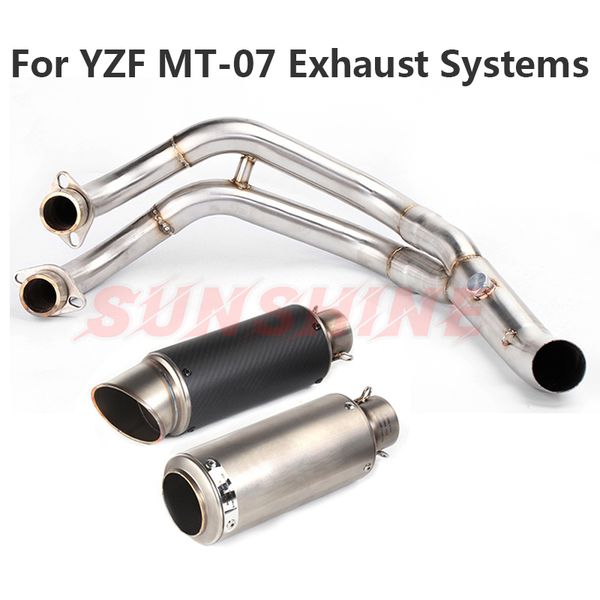 

stainless steel exhaust motorcross full systems pitbike escape motorcycle muffler modify front pipe for mt07 fz07 mt-07 2014-19
