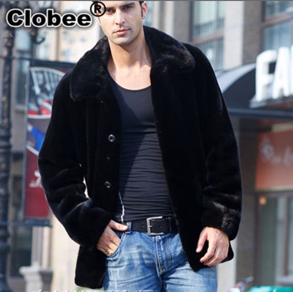 

abrigos mujer casual turn-down collar fluffy business imitation fake fur coat vetement black men's mink overcoat jacket v555, Black;brown
