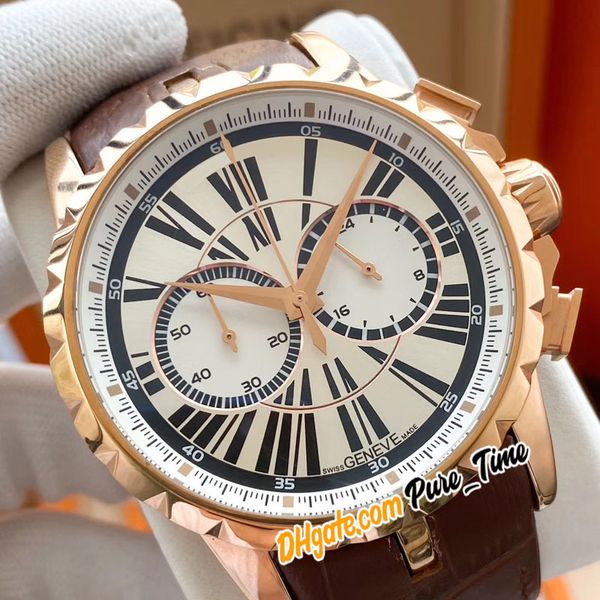 

новый экскалибур 44 rddbex0247 роман белый циферблат кварцевый хронограф мужские часы black inner розового золота коричневый кожаный ремешок, Slivery;brown