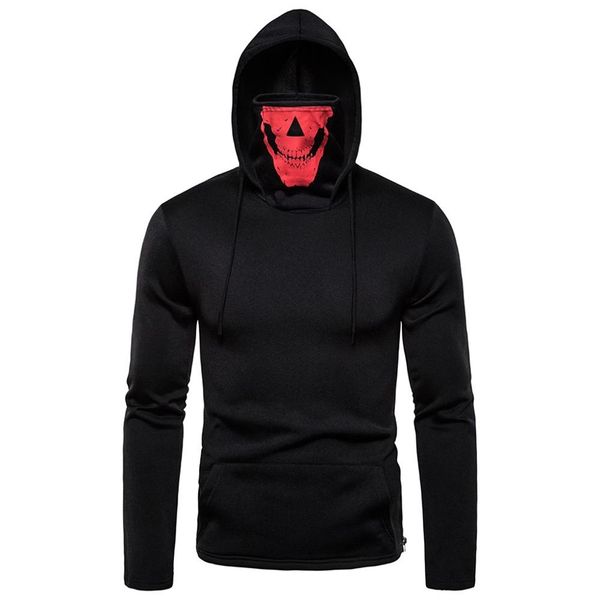 

men's long sleeve shirt fashion sweater new style personality skull mask long sleeve big code coat #3c17, Black;red