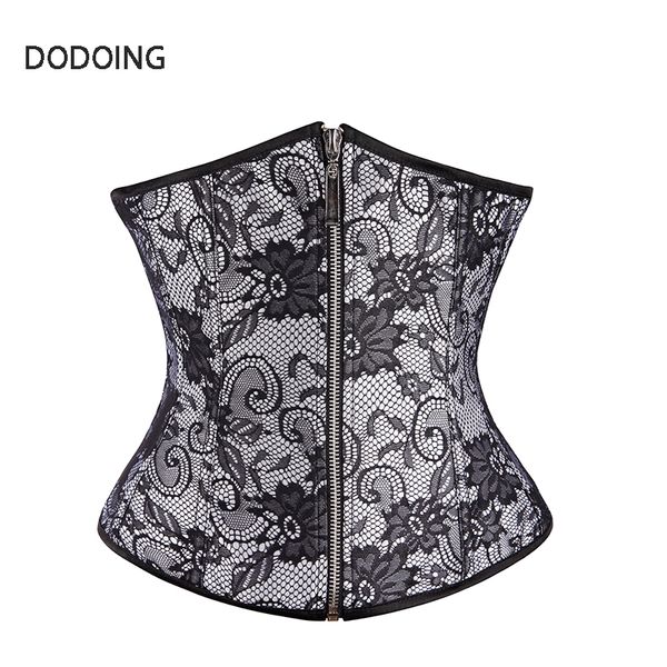

dodoing women corset brocade floral bustier lace up back lingerie body shaper wear cincher waist plus size s-6xl, Black;white
