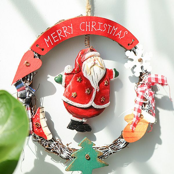 

christmas wreath decoration pendant wooden angel old snowman ornament