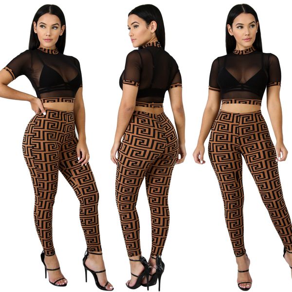 

Women Luxury Designer 2pcs Tracksuits Summer Crop Tops Long Pants Ver New Clothing Sets Sports