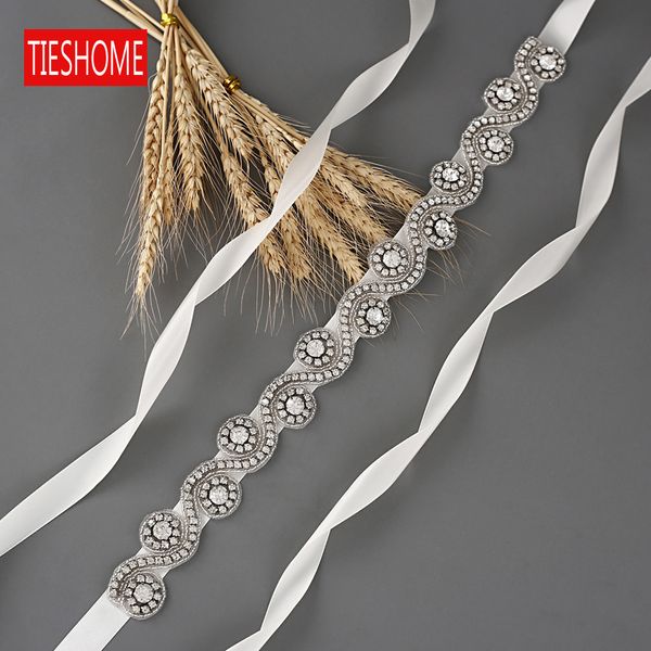 Tieshome S10 Fare di nozze con cinture da sposa Accessori per cintura di diamanti argento Abito da sposa Abito per la sposa