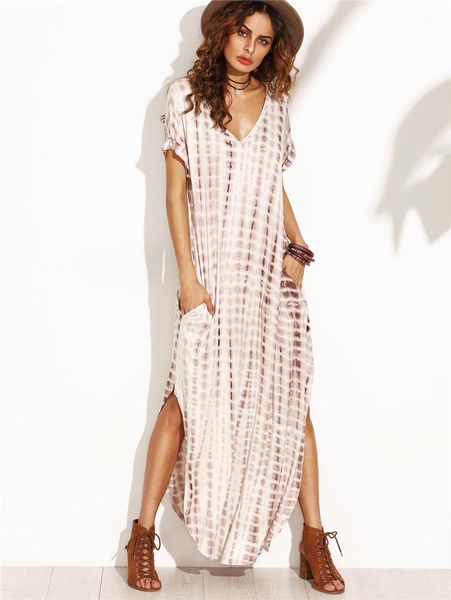 

women dress fashion designer v neck ladies dresses casual female loose panelled apparel summer digital printed, Black;gray