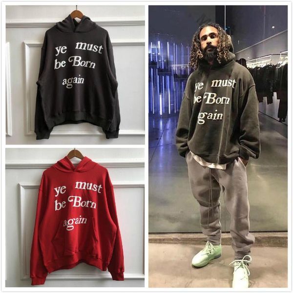 

19fw loose kanye west .xyz men women hoodie 1c:1 3d letter streetwear kids see ghosts sweatshirts hoodies, Black