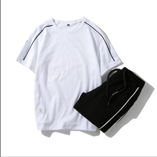 

lsx34 men's set new brand short sleeve tee shirt+shorts set men casual tshirt males tracksuits clothing homme, Gray