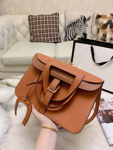 

2019 new luxury halzan real leather womens handbags fashion brand shoulder bag messenger bag tote designer handbag paris 29*27cm