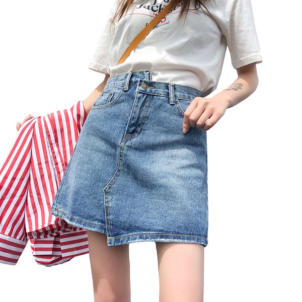 

denim skirts empire waist fashion female skirts woman summer causal blue, Black