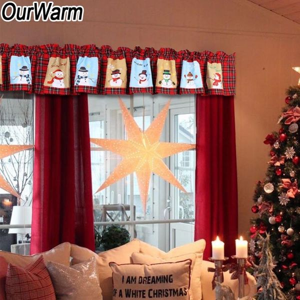

ourwarm christmas plaid valance snowman window curtains ornaments christmas party decorations for home new year 2019 180x35cm y191104