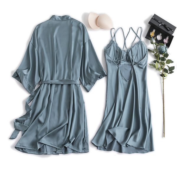 

2019 women with ladies sets gown lace night sleeve pajama bathrobe lounge pads nightwear half sleep dress chest robe & knqfi