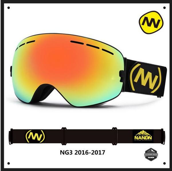 

nandn professional double layer anti fog men women spherical lenses camouflage frame skiing snowboarding google changeable lens